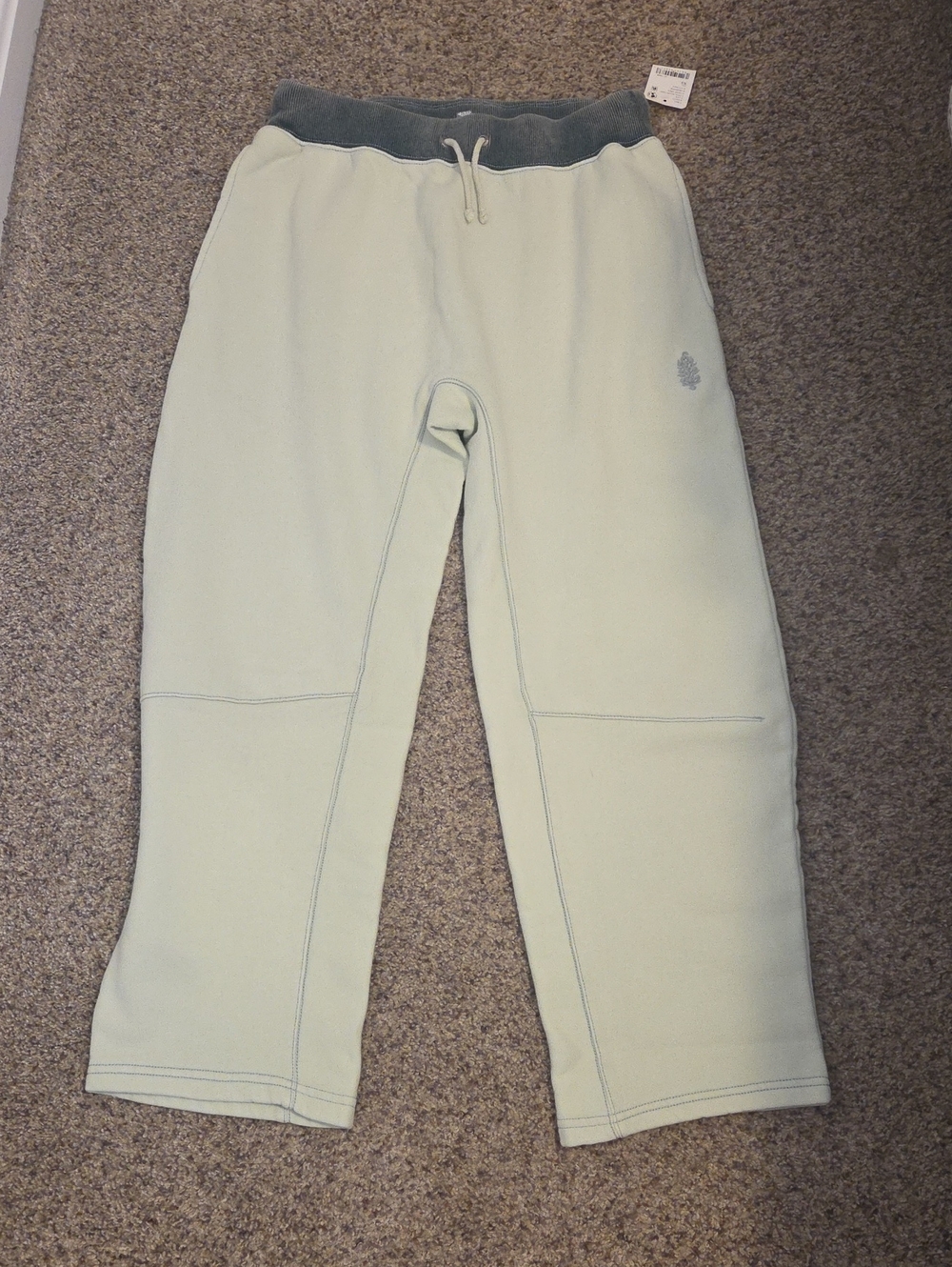 Free People Sage Green Boot-Cut Sweatpants with Dark Sage Waistband